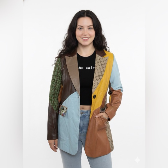 Colorful Patchwork Women's Jacket - Picture 3 of 11